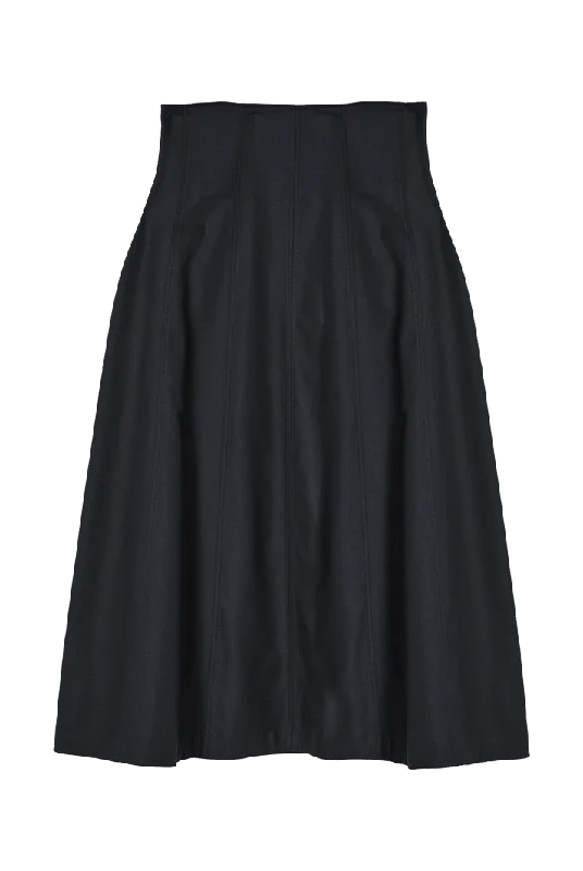 Minimalist Dresses for Simplicity -High-Waisted Midi Flared Skirt