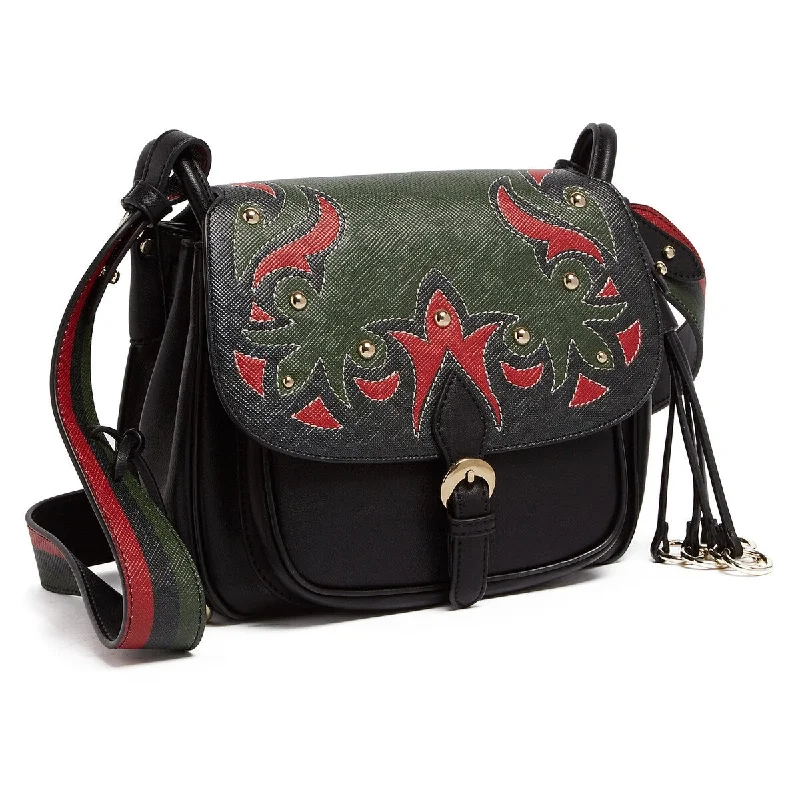 Handle bags with animal prints for flair -Tosca Blu Black/Red Medium Western Applique Shoulder Bag for womens