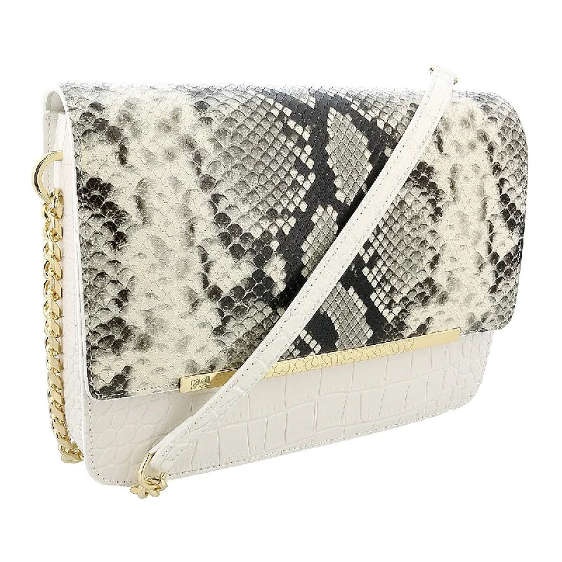 Handle bags with vintage vibes for nostalgia -Roberto Cavalli Class White Large Milano Shoulder Bag for womens