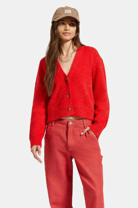 Ruffled - cardigan for a feminine style -Town Cardigan - Mars Red