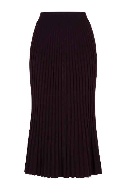 Zippered Dresses for Convenience -Pleated Wool Midi Skirt | Garnet