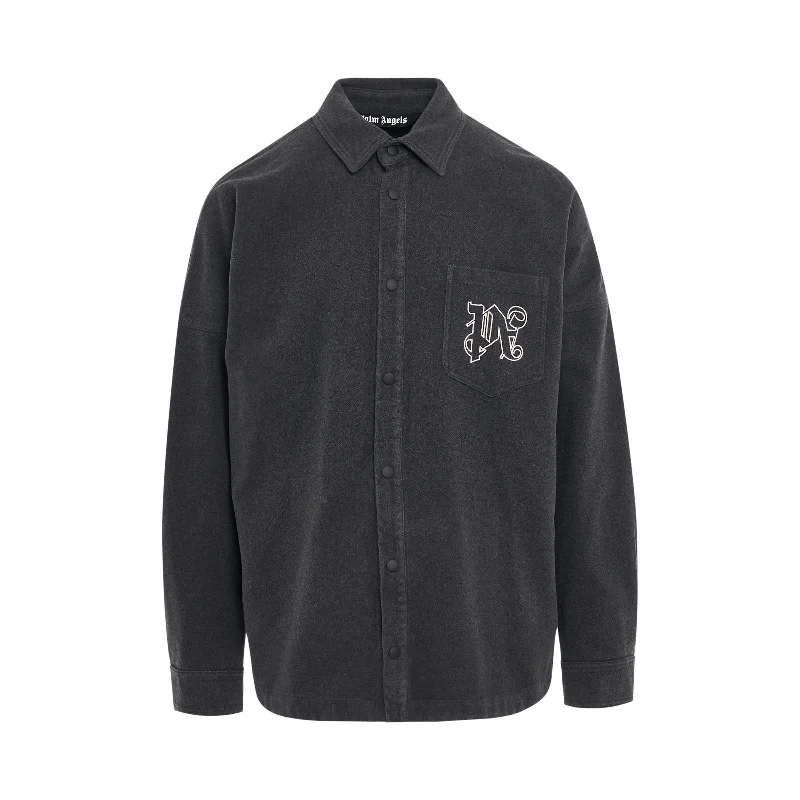 Eco-friendly backpack made from recycled materials -Monogram Print Overshirt in Anthracite