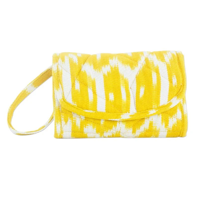 Handle bags with vintage vibes for nostalgia -Handmade Cotton 'Maya Sunlight' Wristlet Bag (Guatemala)