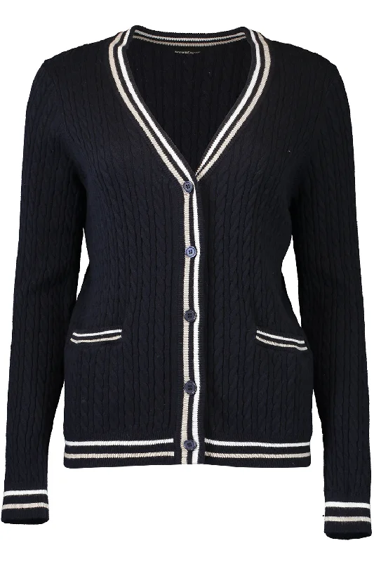 Bohemian - style cardigan for a free - spirited look -Cable Cardigan - Navy Combo