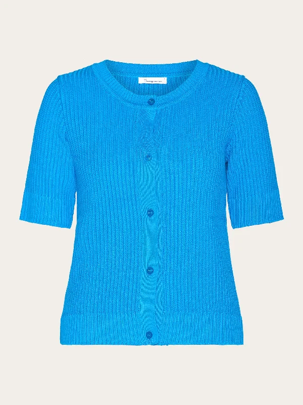 Hiking - cardigan for outdoor adventures -Short sleeve knitted cardigan - OCS/Vegan - Malibu Blue