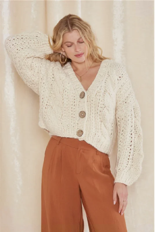 Silk cardigan for elegant evening events -Alaska Cable Knit Cardigan