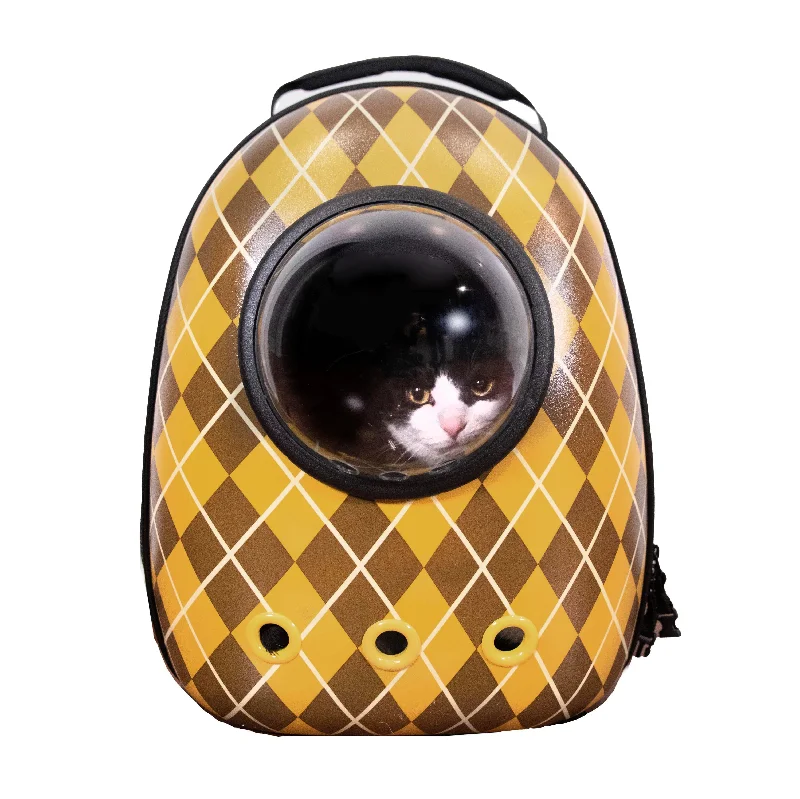 Vintage-inspired backpack with brass buckle details -Argylle x Travel Cat Replica Cat Backpack - Officially Licensed