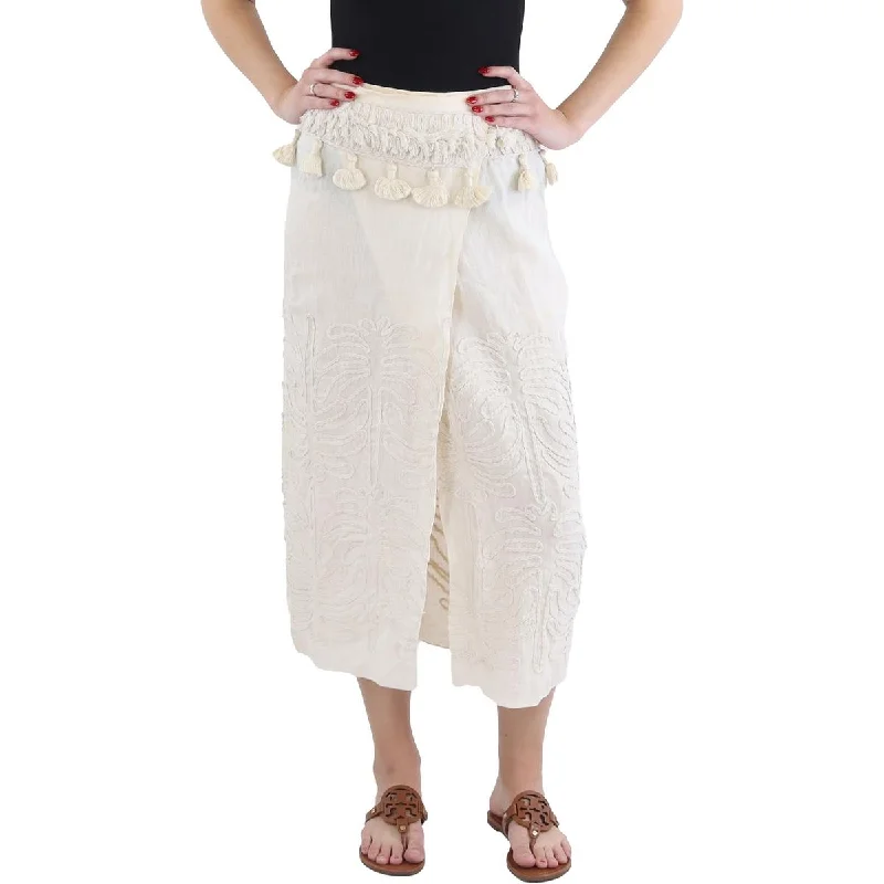 Hippie Dresses with Beads -Johanna Ortiz Womens Tansania Sun Linen Midi Wrap Skirt