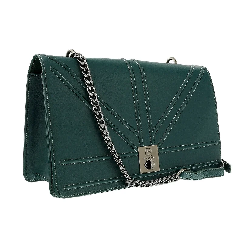 Handle bags with sturdy bases for stability -Pierre Cardin Teal Leather Medium Structured Shoulder Bag for womens