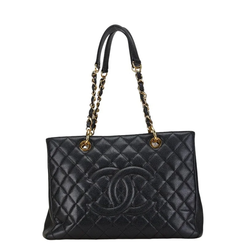 Handle bags with sturdy bases for stability -Chanel  Caviar Leather Shoulder Bag Tote Bag (Pre-Owned)