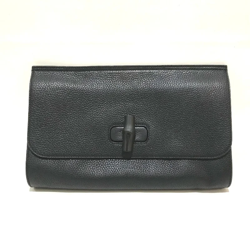 Handle bags with waterproof lining for protection -Gucci  Bamboo Leather Clutch Bag (Pre-Owned)