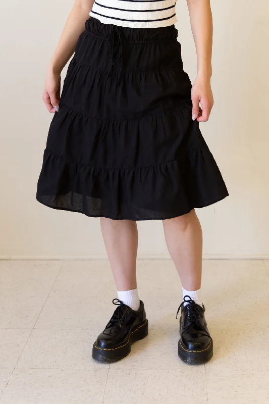 A-line Dresses for Flattering -Tiered Midi Skirt