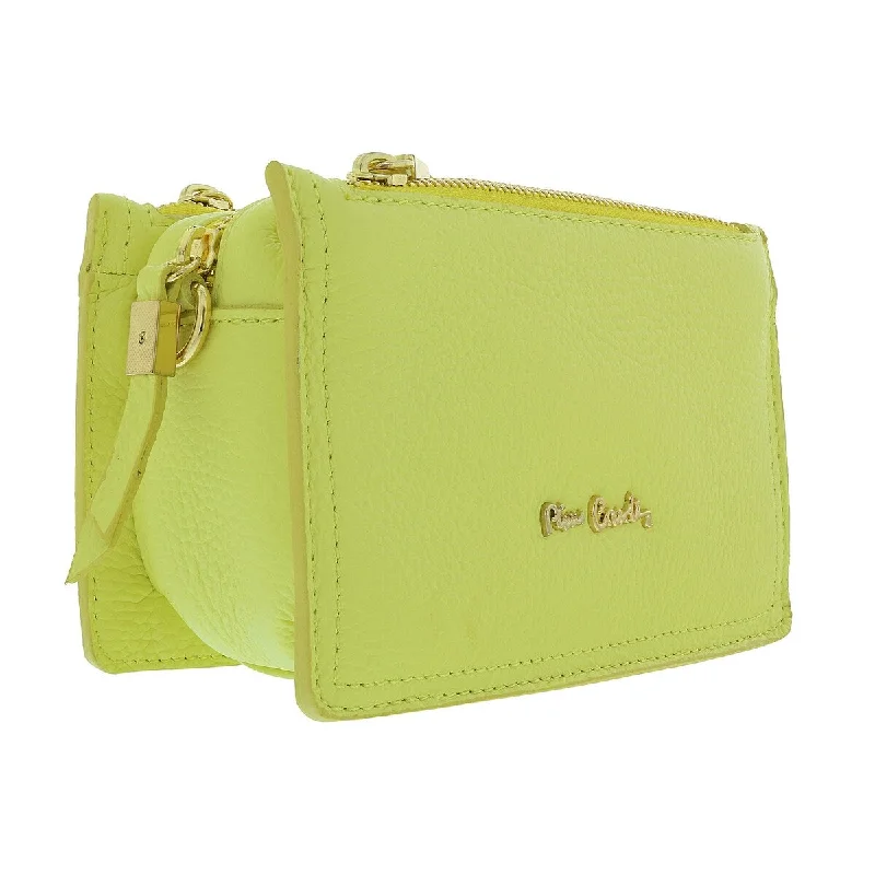 Handle bags with zipper tops for security -Pierre Cardin Lemon Leather Small Structured Square Crossbody Bag for womens