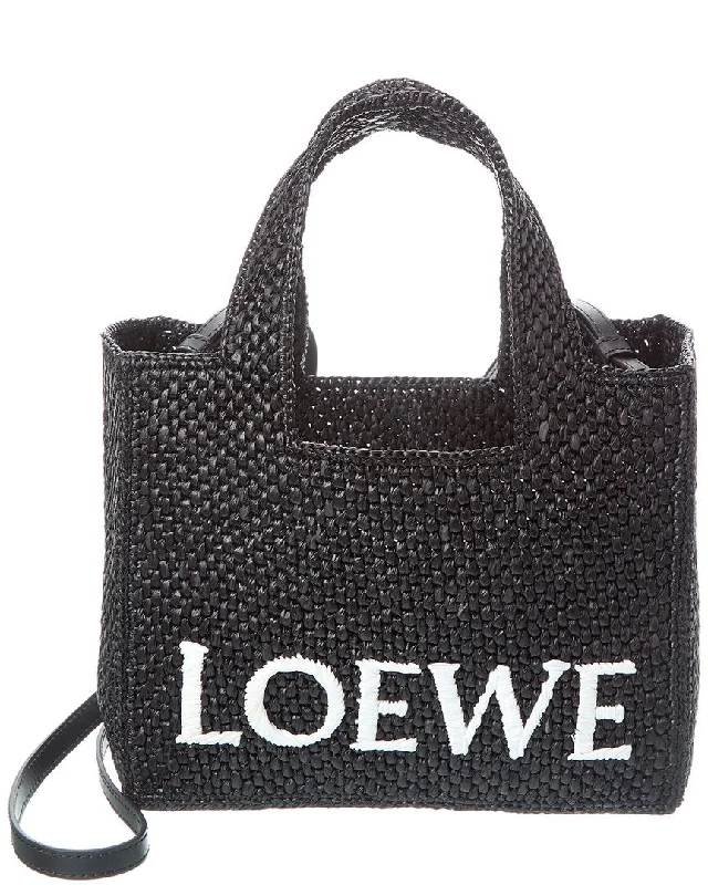 Quilted handle bags with stylish textured finish -Loewe Font Small Raffia Tote