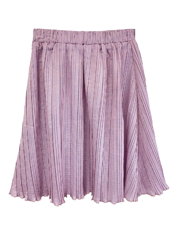 Contemporary Dresses for Fashion -Meme Pink Striped Pleated Skirt