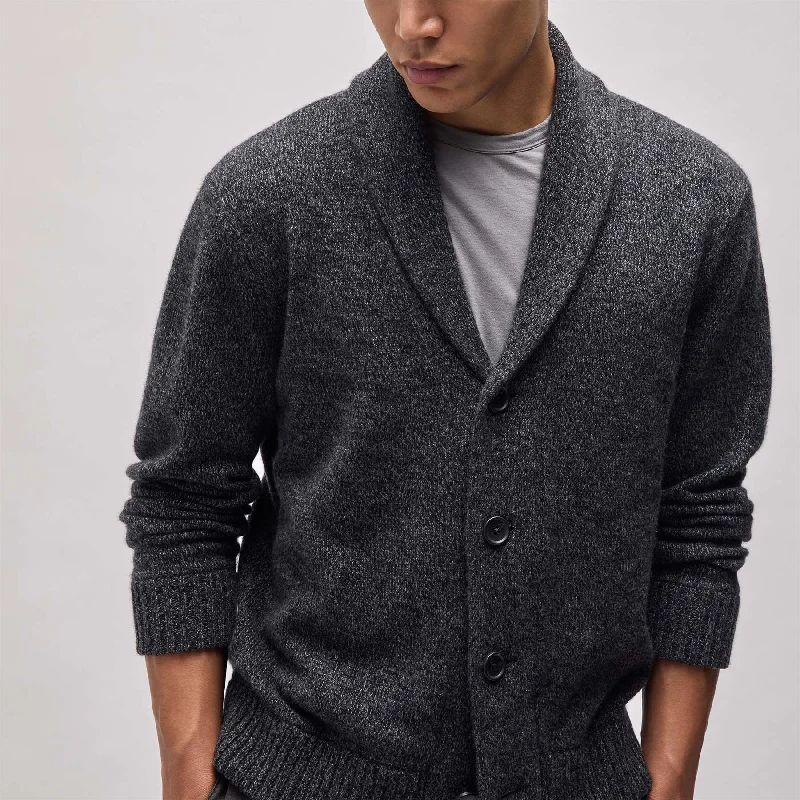 Sporting - event cardigan for a casual - sporty look -Marled Shawl Collar Cardigan - Charcoal Marl