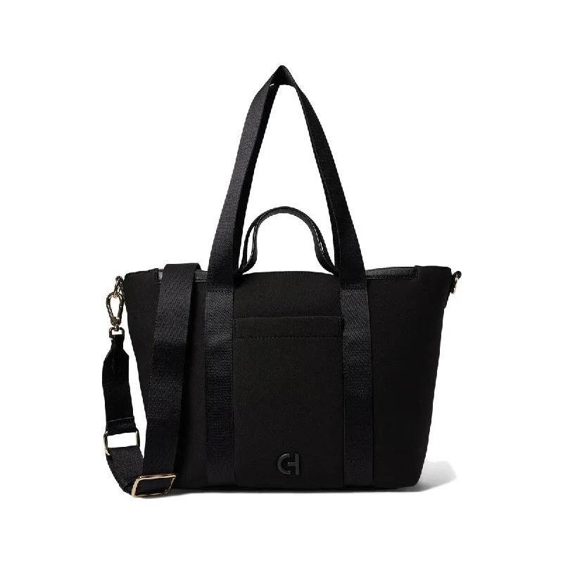 Handle bags with rugged canvas for outdoors -Cole Haan Convertible Neoprene Tote Black