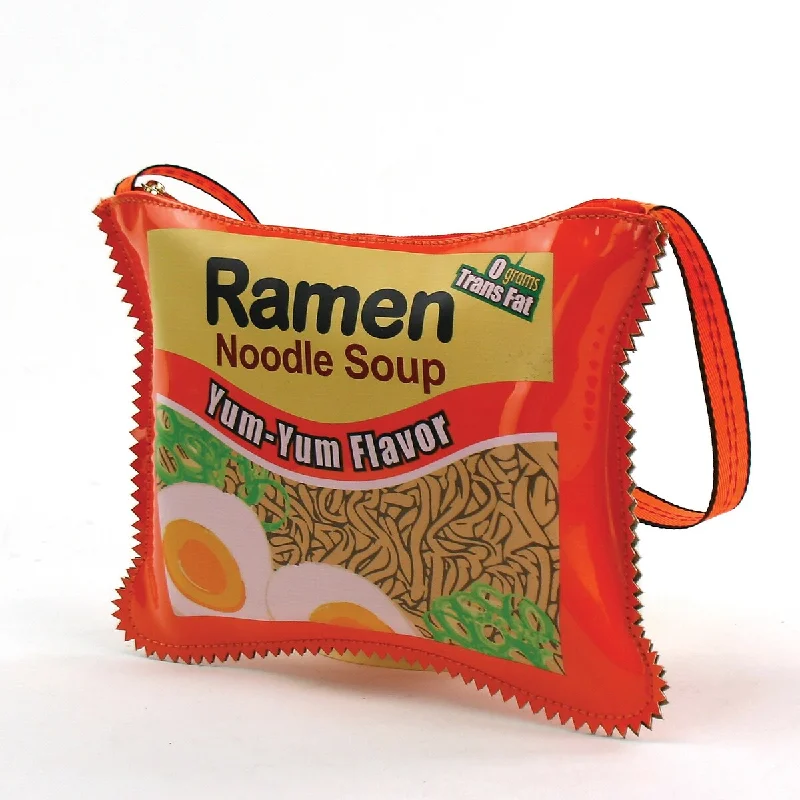 Handle bags with padded interiors for laptops -Ramen Instant Noodle Soup Crossbody Bag