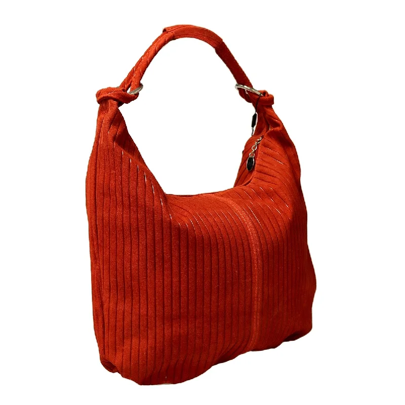 Small handle bags perfect for quick trips -Pierre Cardin Red Leather Large Hobo Relaxed Suede Shoulder Bag for womens