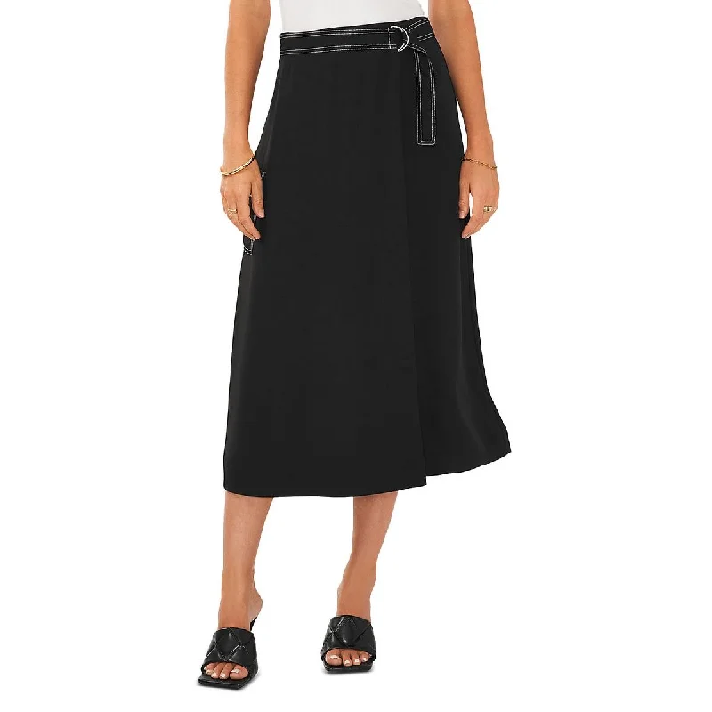 Ethnic Dresses with Tribal Design -Vince Camuto Womens Faux Wrap Belted Midi Skirt