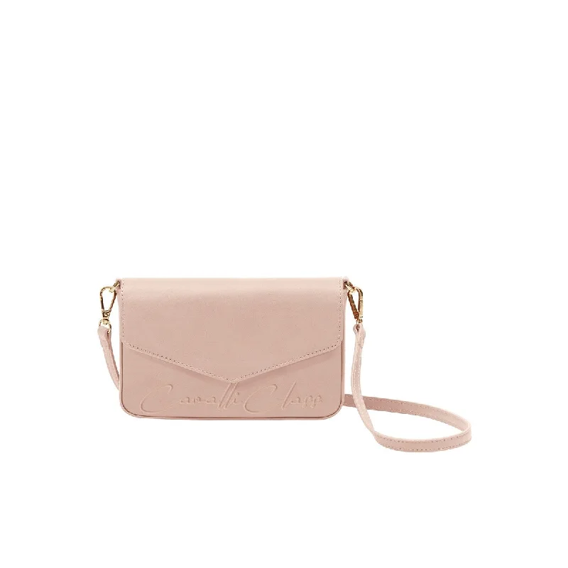 Handle bags with modern logos for branding -Cavalli Class MESSINA Powder Pink Small Envelope Crossbody bag for womens