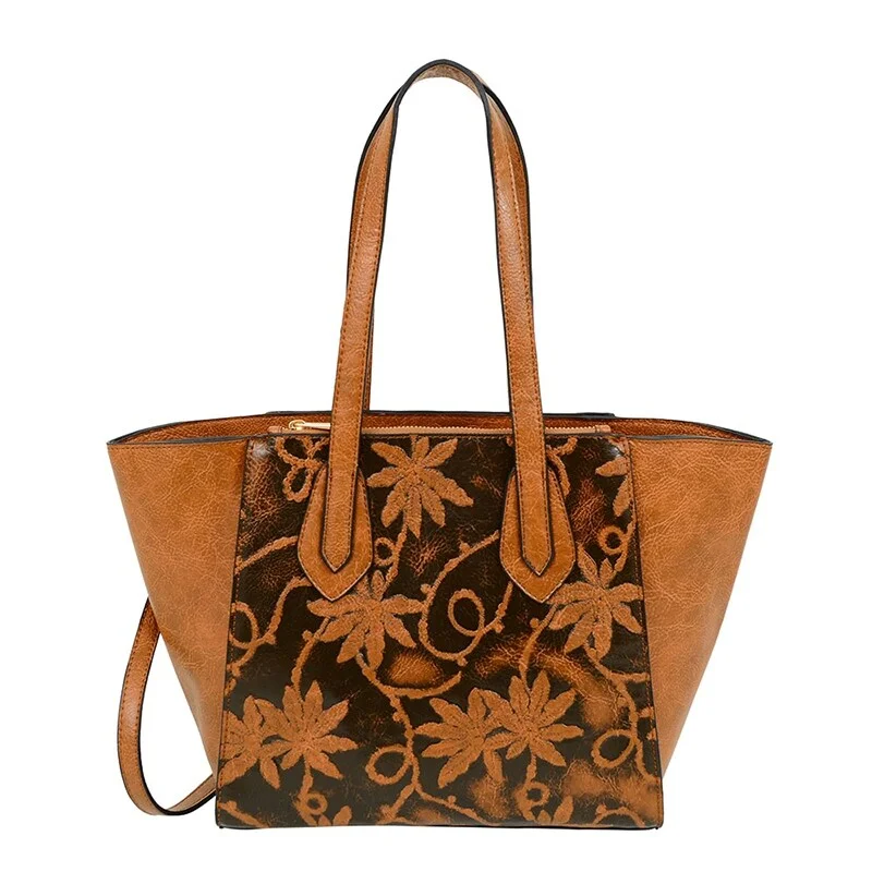 Canvas handle bags perfect for casual outings -Mellow World Marissa Tote with Embossed Floral Print