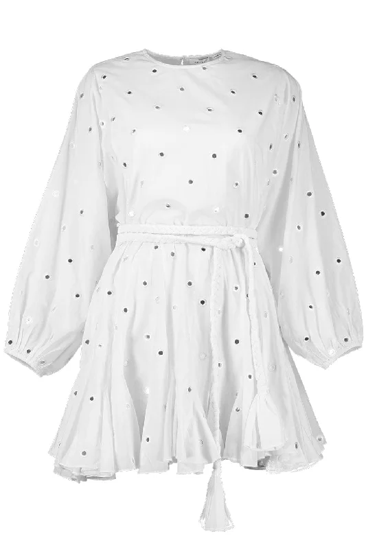 Linen Dresses for Breathable -Ella Dress - White Mirror