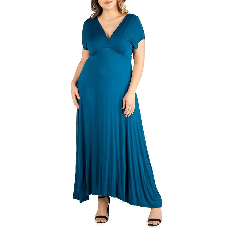 Bridesmaid Dresses for Ceremony -24seven Comfort Apparel Womens Plus V Neck Solid Maxi Dress