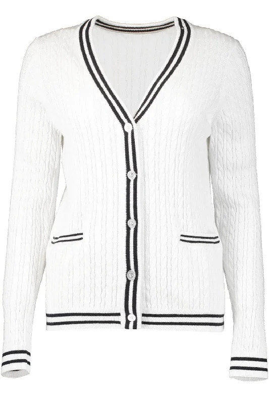 Minimalist - cardigan for a simple aesthetic -Cable Cardigan - White Combo