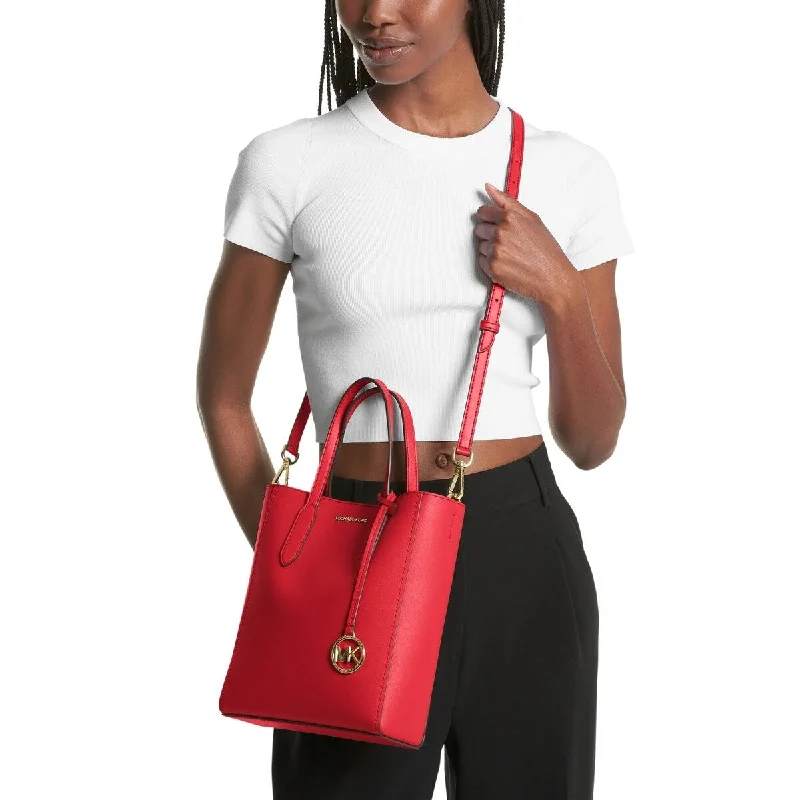 Handle bags with spacious interiors for storage -Michael Michael Kors Sinclair Small North South Shopper Tote Crimson