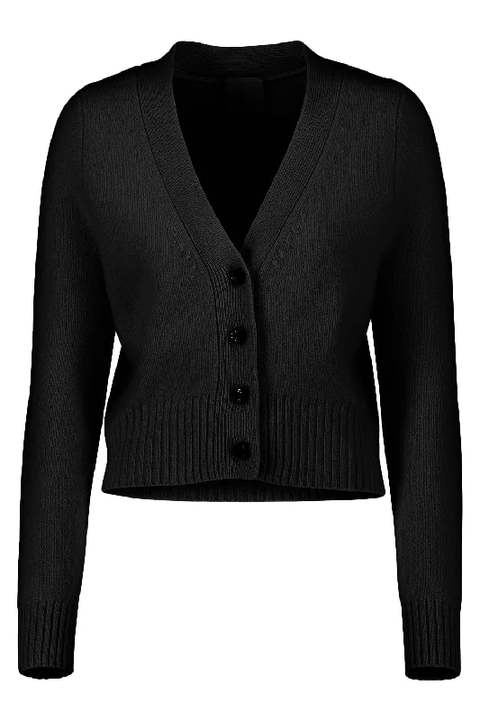 Travel - friendly cardigan for on - the - go -V-Cardigan - Black