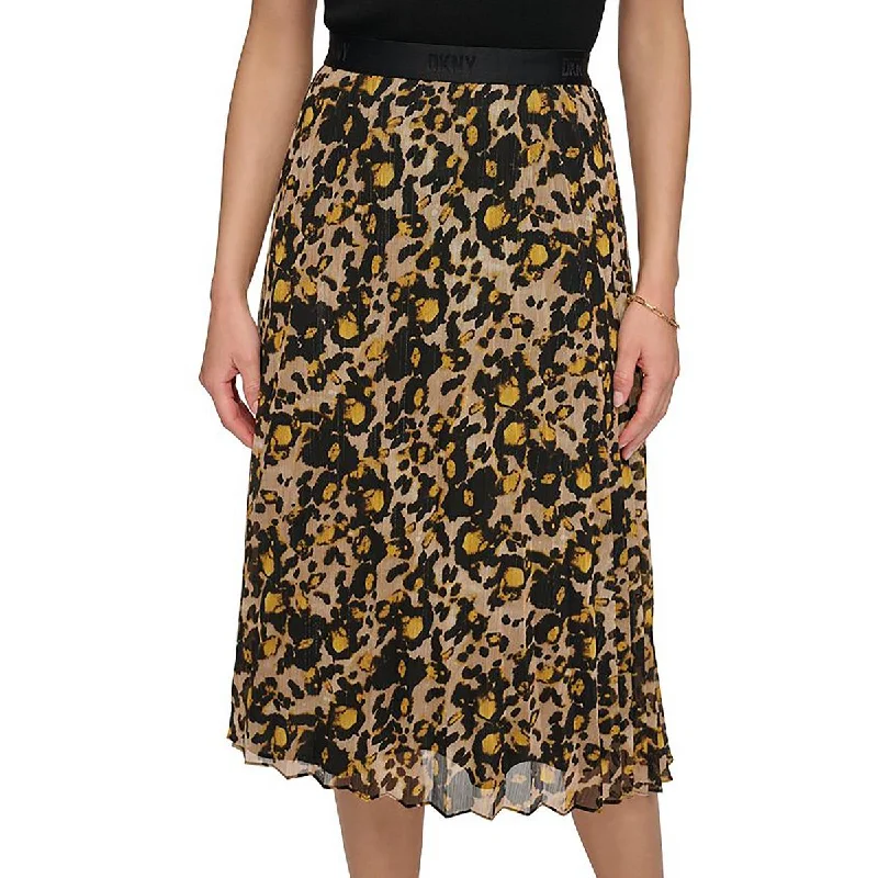 Rhinestone Dresses for Bling -DKNY Womens Metallic Animal Print Midi Skirt