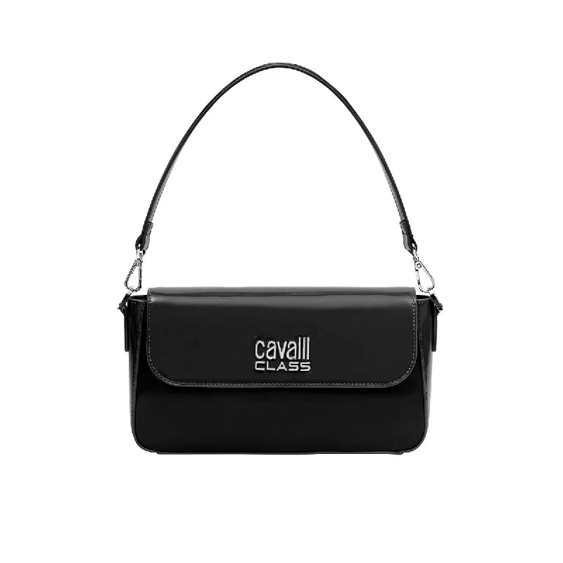 Handle bags with sleek silhouettes for fashion -Cavalli Class FIRENZE Black Medium Classic Shoulder Bag for womens