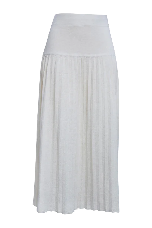 Prom Dresses for School Dance -Lea Pleated Knit Midi Skirt | Ivory