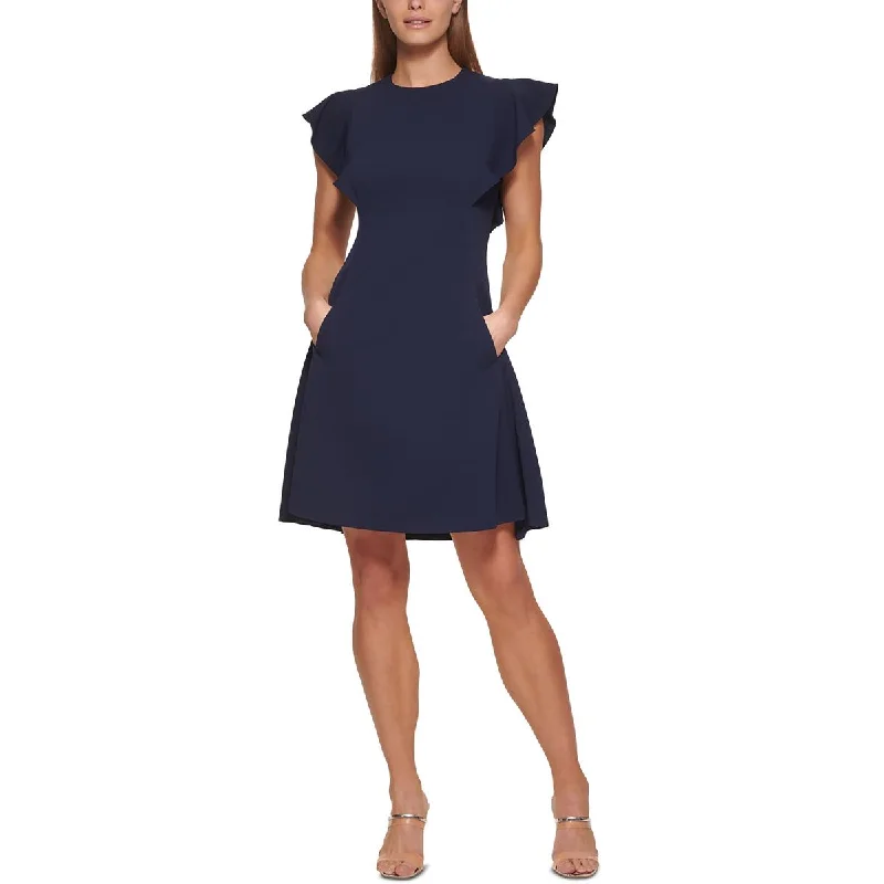 Wool Dresses for Warmth -DKNY Womens Petites 119 Flutter Sleeve Seamed Cocktail And Party Dress