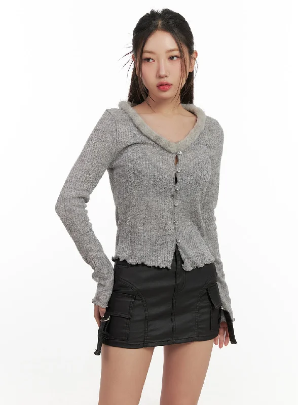 Cropped - cardigan for a trendy outfit -SoftKnit Cardigan CN428