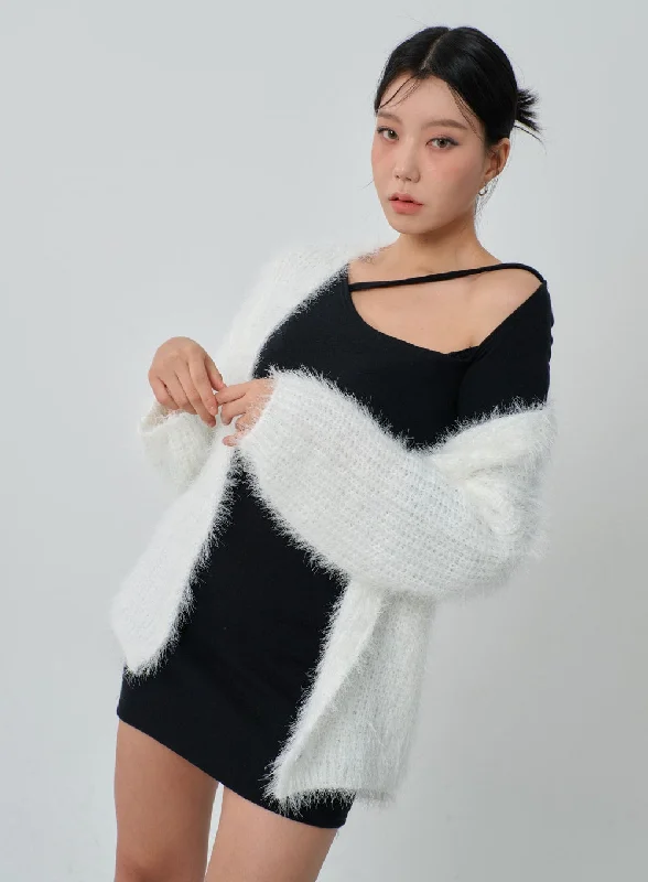 Cultural - event cardigan for a stylish appearance -Soft Midi Knit Cardigan IJ318