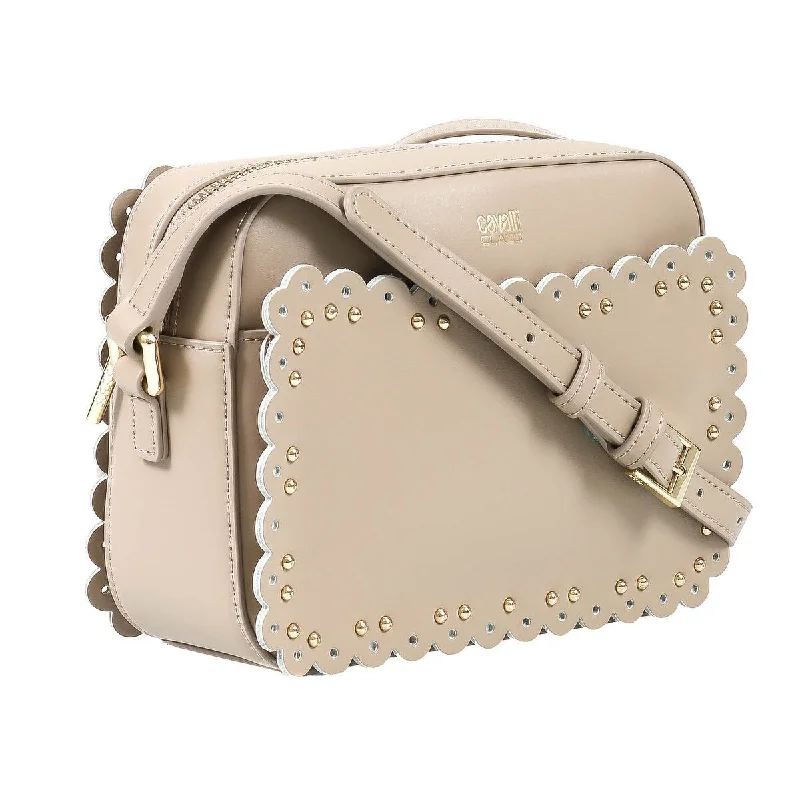 Canvas handle bags perfect for casual outings -Roberto Cavalli Class GWLPEY 022 Leolace 002 Beige Small Shoulder Bag for womens