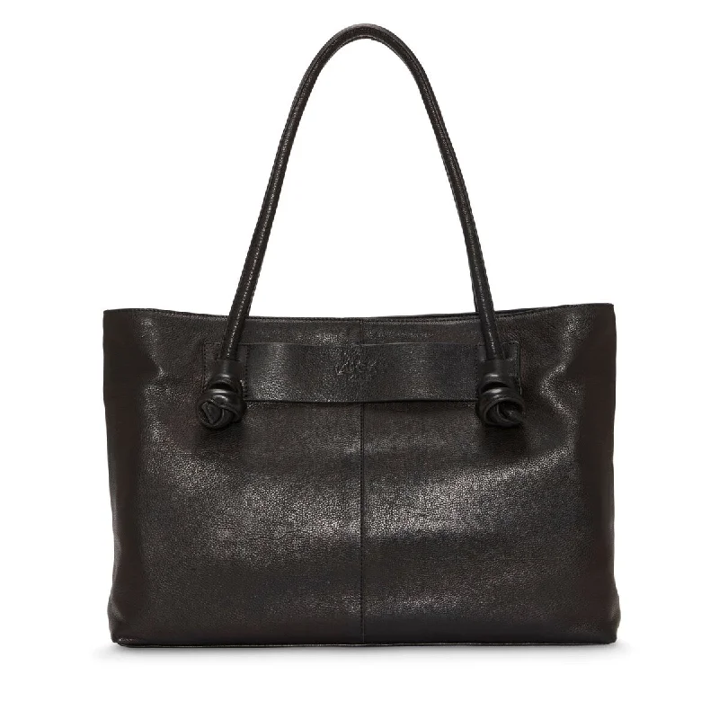 Handle bags with sturdy bases for stability -Lucky Brand Juli Leather Tote Black