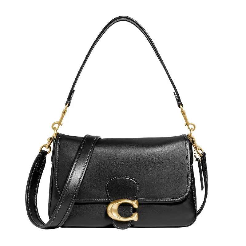 Handle bags with subtle embroidery for detail -COACH Soft Calf Leather Tabby Shoulder Bag Black One Size