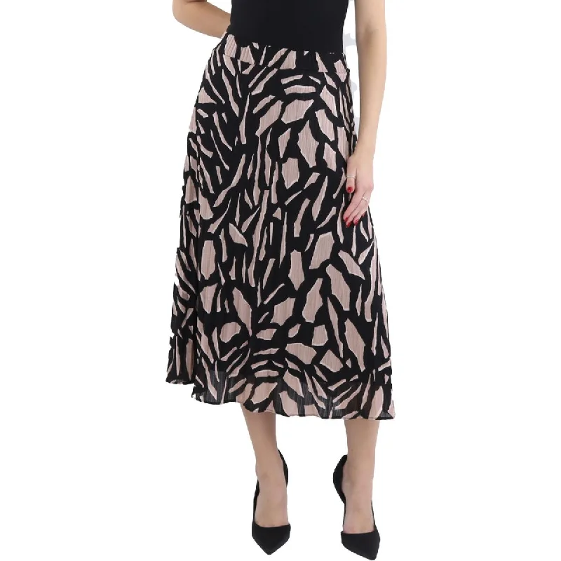 Fringed Dresses for Edgy -DKNY Womens Printed Pleated Midi Skirt