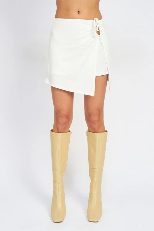 Midi Dresses for Versatile Wear -RUCHED MINI SKIRT WITH SIDE SLIT