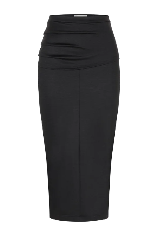 Belted Dresses for Shaping -Draped Jersey Pencil Skirt | Midnight