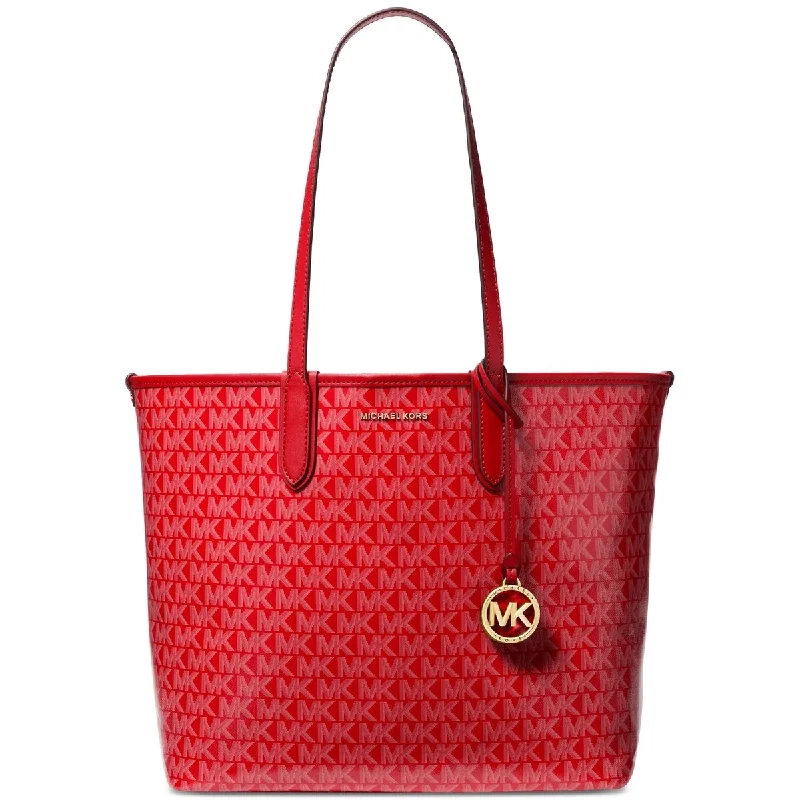 Handle bags with eco-friendly bamboo handles -Michael Kors Eliza Large East West Open Snap Tote Crimson