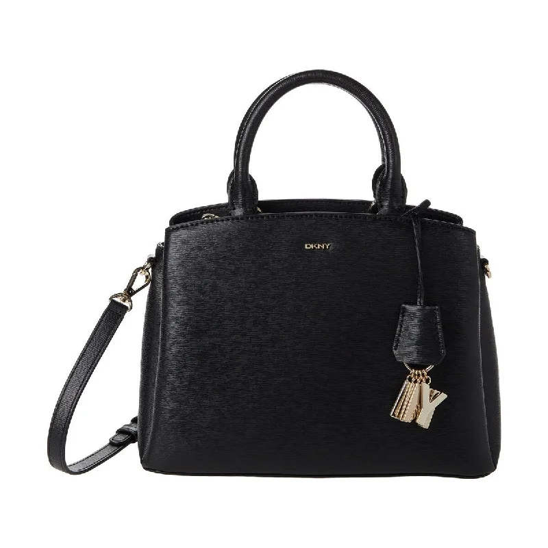 Handle bags with vintage clasps for nostalgia -DKNY Paige Medium Satchel BlackGold