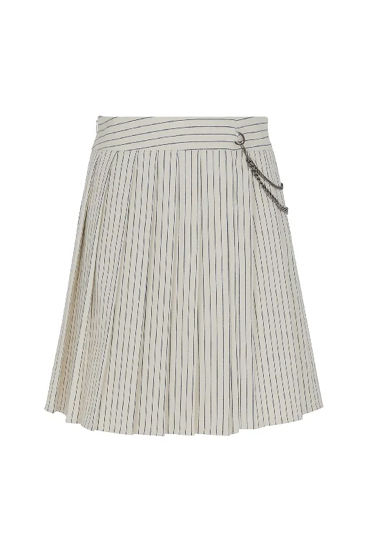 Ethnic Dresses with Tribal Design -Striped Pleated Mini Skirt (Final Sale)