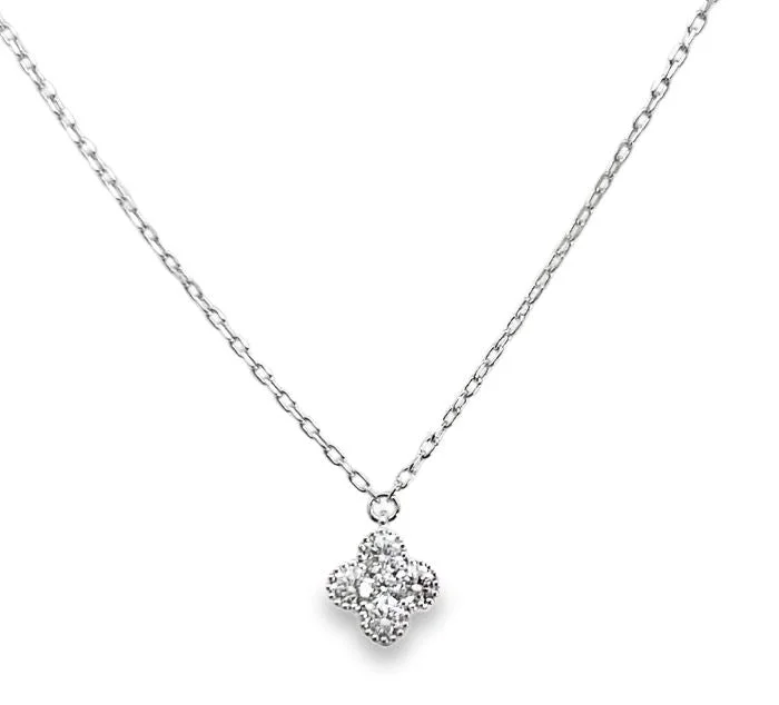 18KW Diamond Quatrefoil Necklace