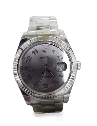 Gents SS Rolex Datejust II w/Grey Slate Dial and Lavender Markers